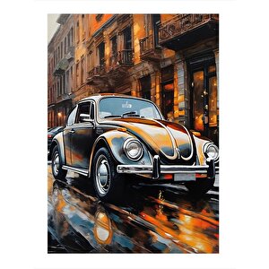 Klasik Kaplumbağa Araba Modern Ahşap Tablo 25cmx 35cm 25x35 cm