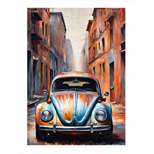Retro Kaplumbağa Araba Tasarım Mdf Tablo 35cm X50cm 35x50 cm