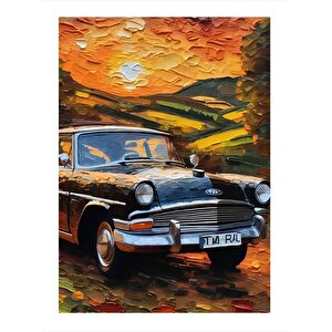Retro Klasik Siyah Araba Hediyelik Mdf Tablo 35cm X50cm 35x50 cm
