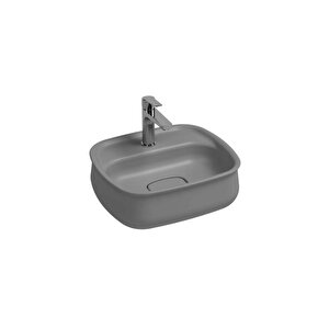 Isvea Fluido Tezgah Üzeri Çanak Lavabo 47cm Bas-aç Set Stone Grey