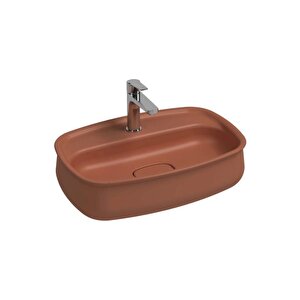 Isvea Fluido Tezgah Üzeri Çanak Lavabo 60cm  Bas-aç Set Terracotta