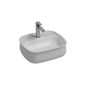 Isvea Fluido Tezgah Üzeri Çanak Lavabo 47cm Bas-aç Set Mat Beyaz