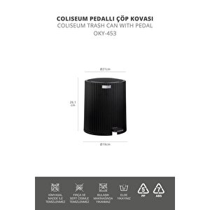 Okyanus Home Coliseum Siyah Pedallı Çöp Kovası
