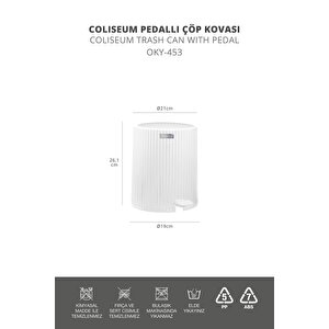 Okyanus Home Coliseum Beyaz Pedallı Çöp Kovası