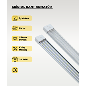  80w Beyaz Kristal Led Bant Armatür 6500k (beyaz Işık) 20 Adet