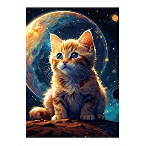 Uzaydaki Kedi Hediyelik Mdf Tablo 35cm X50cm 35x50 cm