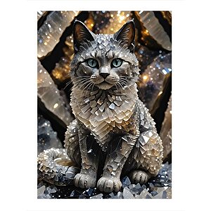Sevimli Kedi Desenli Ahşap Tablo 25cmx 35cm 25x35 cm
