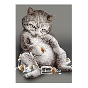 Obur Kedi Desenli Mdf Tablo 25cmx 35cm 25x35 cm