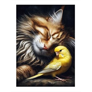 Kanarya Ve Kedi Modern Mdf Tablo 35cm X50cm 35x50 cm