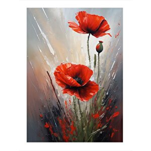 Kırmızı Gelincik Çiçeği Hediyelik Mdf Tablo 25cmx 35cm 25x35 cm