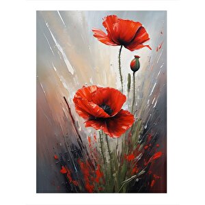 Kırmızı Gelincik Çiçeği Hediyelik Mdf Tablo 35cm X50cm 35x50 cm