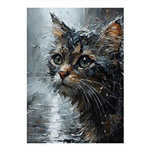 Yağmur Ve Kedi Modern Ahşap Tablo 35cm X50cm 35x50 cm