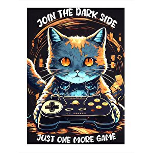 Konsol Oynayan Kedi Mdf Poster 35cm X50cm 35x50 cm