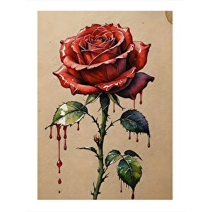 Kırmızı Gül Art Mdf Poster 25cmx 35cm 25x35 cm