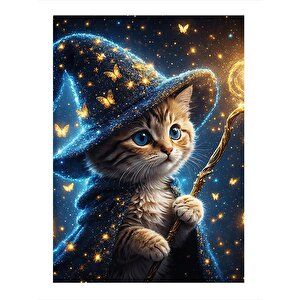 Büyücü Kedi Art Mdf Tablo 35cm X50cm 35x50 cm