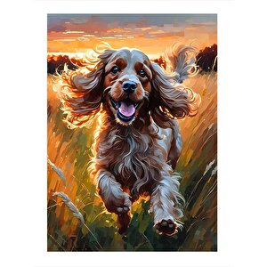 Tarlada Koşan Köpek Art Mdf Tablo 35cm X50cm 35x50 cm