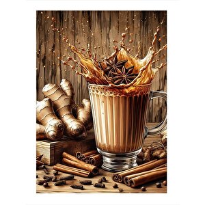 Sütlü Kahve Art Mdf Poster 25cmx 35cm 25x35 cm