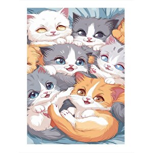 Sevimli Kediler Mdf Poster 35cm X50cm 35x50 cm