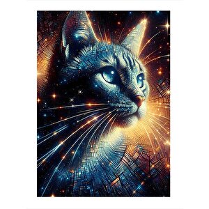 Uzay Ve Kedi Modern Mdf Tablo 25cmx 35cm 25x35 cm