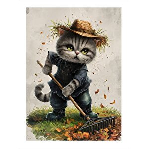 Bahçivan Kedi Hediyelik Mdf Tablo 25cmx 35cm 25x35 cm