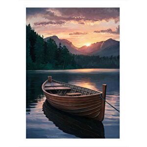 Göl Manzarası Ve Sandal Art Mdf Poster 25cmx 35cm 25x35 cm