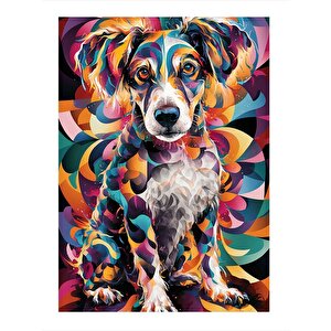 Renkli Boyalı Köpek Dekoratif Mdf Tablo 25cmx 35cm 25x35 cm