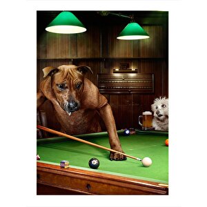 Bilardo Oynayan Köpekler Art Mdf Tablo 25cmx 35cm 25x35 cm