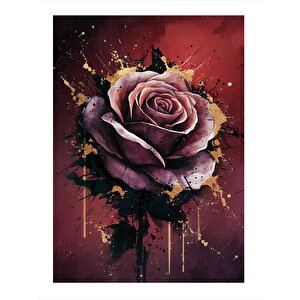 Kırmızı Gül Desenli Mdf Tablo 35cm X50cm 35x50 cm