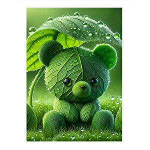 Yeşil Oyuncak Ayı Hediyelik Mdf Tablo 25cmx 35cm 25x35 cm