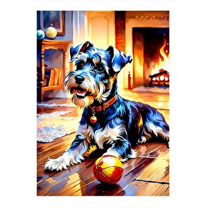Köpek Ve Şömine Art Mdf Poster 35cm X50cm 35x50 cm