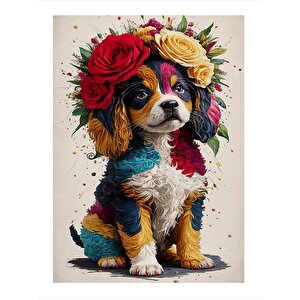 Renkli Yavru Köpek Hediyelik Mdf Tablo 25cmx 35cm 25x35 cm