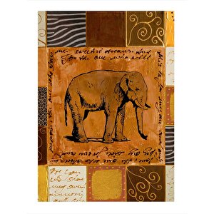 Kahverengi Fil Motif Mdf Tablo 25cmx 35cm 25x35 cm