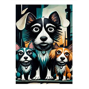 Sevimli Köpekler Hediyelik Ahşap Tablo 25cmx 35cm 25x35 cm