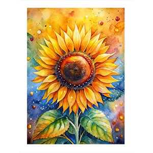Ay Çiçeği Dekoratif Mdf Tablo 25cmx 35cm 25x35 cm