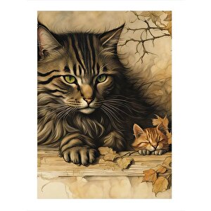 Sevimli Kediler Art Mdf Poster 25cmx 35cm 25x35 cm