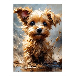 Sevimli Yavru Köpek Modern Ahşap Tablo 25cmx 35cm 25x35 cm