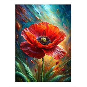 Kırmızı Gelincik Çiçeği Art Mdf Poster 25cmx 35cm 25x35 cm