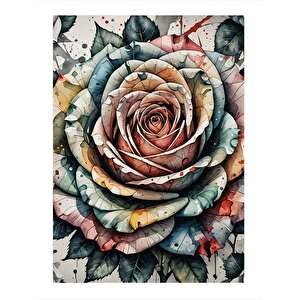 Renkli Gül Desenli Mdf Tablo 25cmx 35cm 25x35 cm