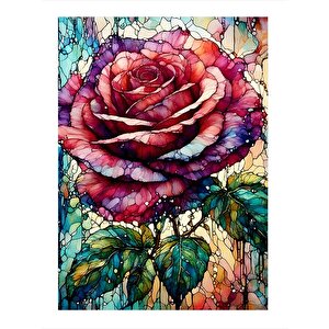 Kırmızı Gül Hediyelik Ahşap Tablo 35cm X50cm 35x50 cm