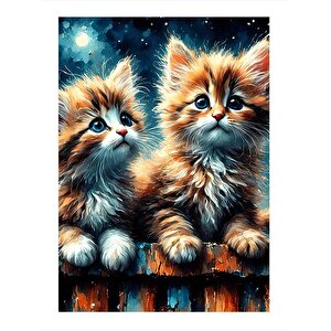 Yavru Kediler Tasarım Ahşap Tablo 25cmx 35cm 25x35 cm
