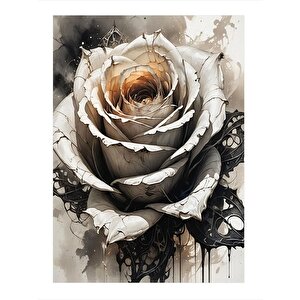 Soyut Beyaz Gül Hediyelik Ahşap Tablo 25cmx 35cm 25x35 cm