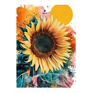 Ay Çiçeği Desenli Mdf Tablo 25cmx 35cm 25x35 cm