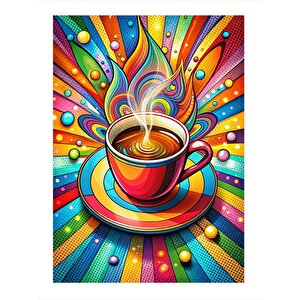Renkli Desenler Ve Kahve Model Ahşap Tablo 25cmx 35cm 25x35 cm