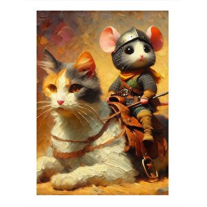 Şövalye Fare Ve Kedi Modern Mdf Tablo 35cm X50cm 35x50 cm