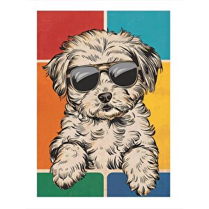 Gözlüklü Köpek Art Mdf Tablo 35cm X50cm 35x50 cm