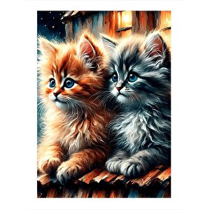 Sevimli Kediler Tasarım Mdf Tablo 35cm X50cm