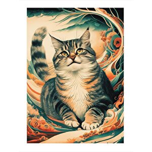Sevimli Tekli Kedi Desenli Mdf Tablo 25cmx 35cm 25x35 cm