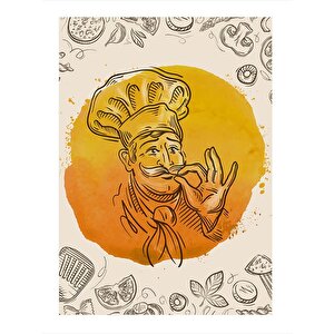 Aşçı Mutfak Temalı Desenli Ahşap Tablo 25cmx 35cm 25x35 cm