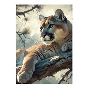 Ağaçtaki Aslan Dekoratif Mdf Tablo 35cm X50cm 35x50 cm