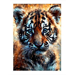Yavru Kaplan Model Ahşap Tablo 25cmx 35cm 25x35 cm